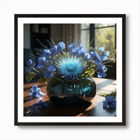 Blue Flowers In A Vase Art Print