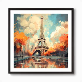 Futuristic Foliage: Eiffel Tower Awakens Art Print