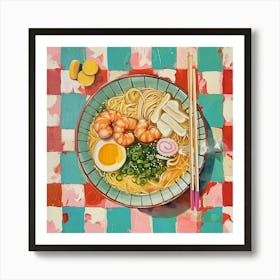 Noodle Soup Pastel Checkerboard 2 Art Print