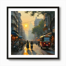 Sunset In Kolkata Art Print