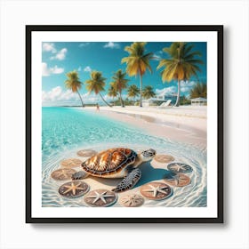 Turtle On The Beach Art Print