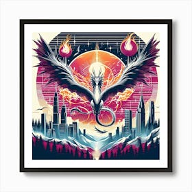 Dragon City Skyline Art Print