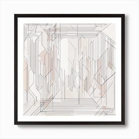 Minimalism Masterpiece, Trace In Geometrie + Fine Gritty Texture + Complementary Pastel Scale + Abst (2) Art Print