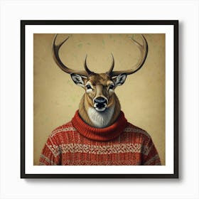 Deer In Sweater 2 Art Print