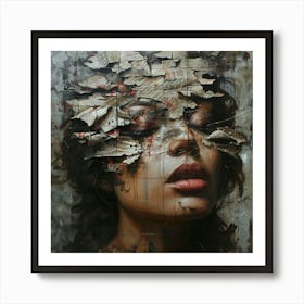 Woman With A Broken Face Art Print