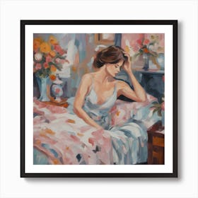 Girl In Bed Boudoir Scene 1 Art Print