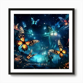 Butterflies In The Night Sky 3 Art Print