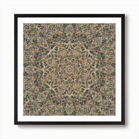 Firefly Beautiful Modern Detailed Indian Mandala Pattern In Neutral Gray, Silver, Copper, Tan, And C (3) Art Print