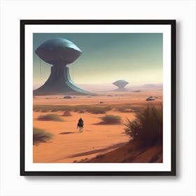 Spaceships In The Desert Art Print