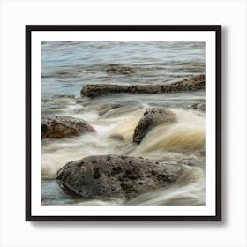 Water Rushing Through Rocks Art Print