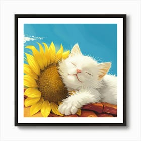 Cat Sleeping On The Roof Poster