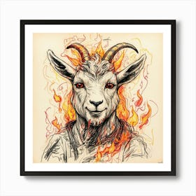 Goat In Flames 34 Art Print