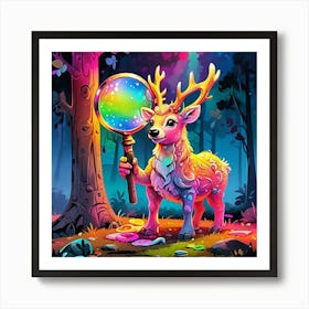 Deer With A Magnifying Glass 8 Art Print