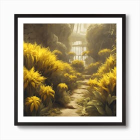 Garden With Yellow Flowers Art Print