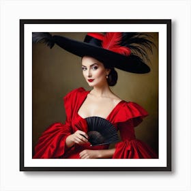 Renaissance Woman In Red Dress 6 Art Print