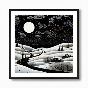 Night In The Snow Art Print