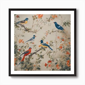 588762 A Wall Painting Containing Nature And Painted Bird Xl 1024 V1 0 Art Print
