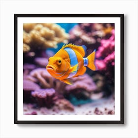 Photo Multi Colored Fish Swimming In A Vibrant Coral Reef Generative 2 Art Print