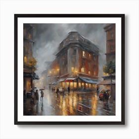 Rainy Night In Paris Art Print