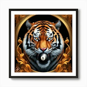 Tiger With Billiard Ball Art Print