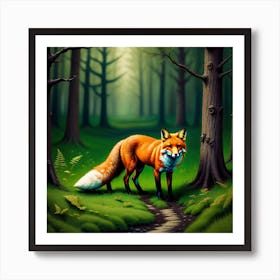 Fox In The Forest 68 Art Print