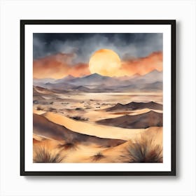 Desert Landscape Watercolor Painting Art Print