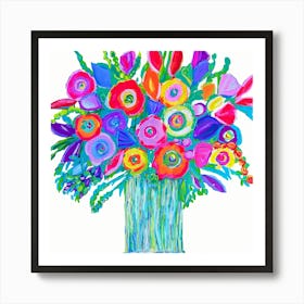 Happy Vase of Flowers Art Print