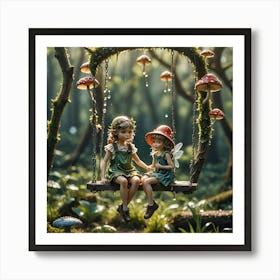 Fairy's on a swing 1 Art Print