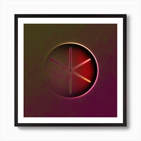 Geometric Neon Glyph on Jewel Tone Triangle Pattern 250 Art Print