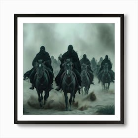 Group Of Men On Horses Poster