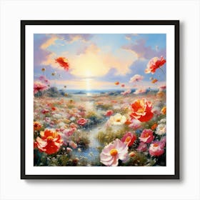 Bloemenzee Dutch For Sea Of Flowers Fields Of Flowers In A Dreamlike State With Swirling 2 Art Print