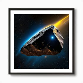 Yellow blue alien artifical asteroid floating in space 9 Art Print