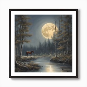 Horse By The River Art Print