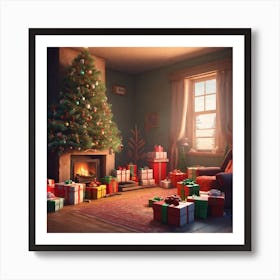 Christmas Tree In The Living Room 49 Art Print