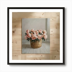 Peonies In A Basket 2 Art Print