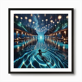 Night At The Pool Art Print