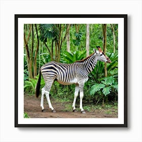 Okapi Africa Giraffe Mammal Forest Herbivore Stripes Hooves Wildlife Rainforest Congo Uni (3) 1 Art Print