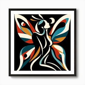 Colourful Abstract Woman with Butterfly Wings Art Print