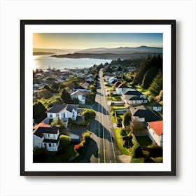 Community City Road Aerial Street Town Suburbia Puget Sound Commute Architecture Car Dron Art Print