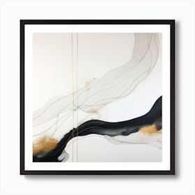 Black Gold Splash Waves 1 Art Print