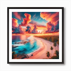 Sunset At The Beach 1 Art Print