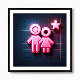 Neon People Icon Art Print