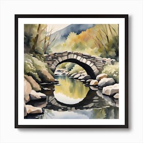 bridge over mountain stream Art Print