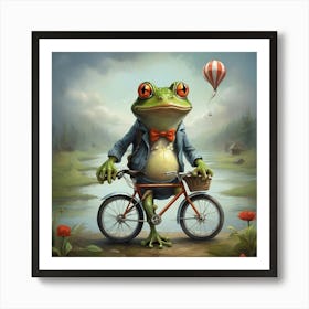 Frog On A Bicycle Art Print