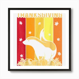 Thanksgiving Retro Honey Badger Matching Family Pajamas Art Print