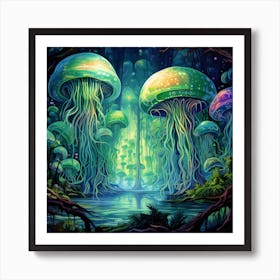 Psychedelic Jellyfish 3 Art Print