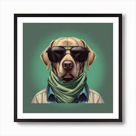 Mr. Dog | Wearing Over Sizes Sun Glasses | Dog Portrait Wall Art Art Print