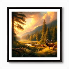 Elk In The Woods 1 Art Print