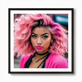 Pink Haired Girlbyh Art Print