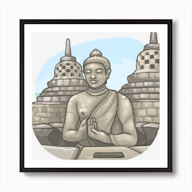 Buddha In Meditation Borobudur temple Art Print